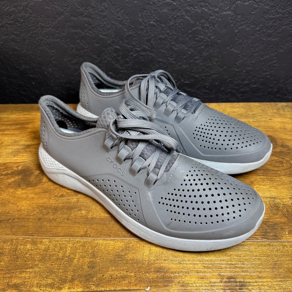 CROCS Men's Gray Athletic Lace-Up Shoes